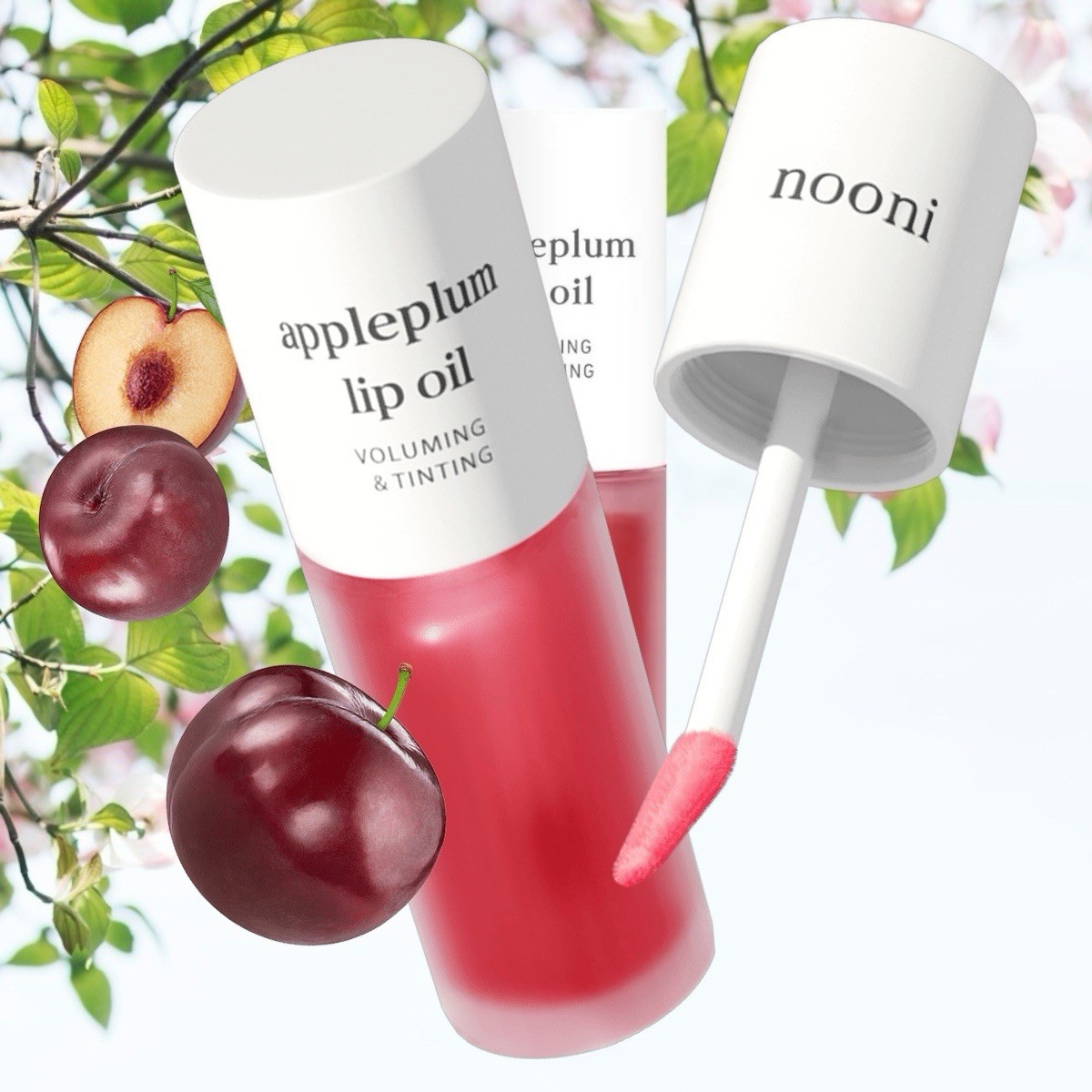 nooni Apple Plum Lip Oil Volumizing Tinting Glossy Non-Sticky 3.7mL