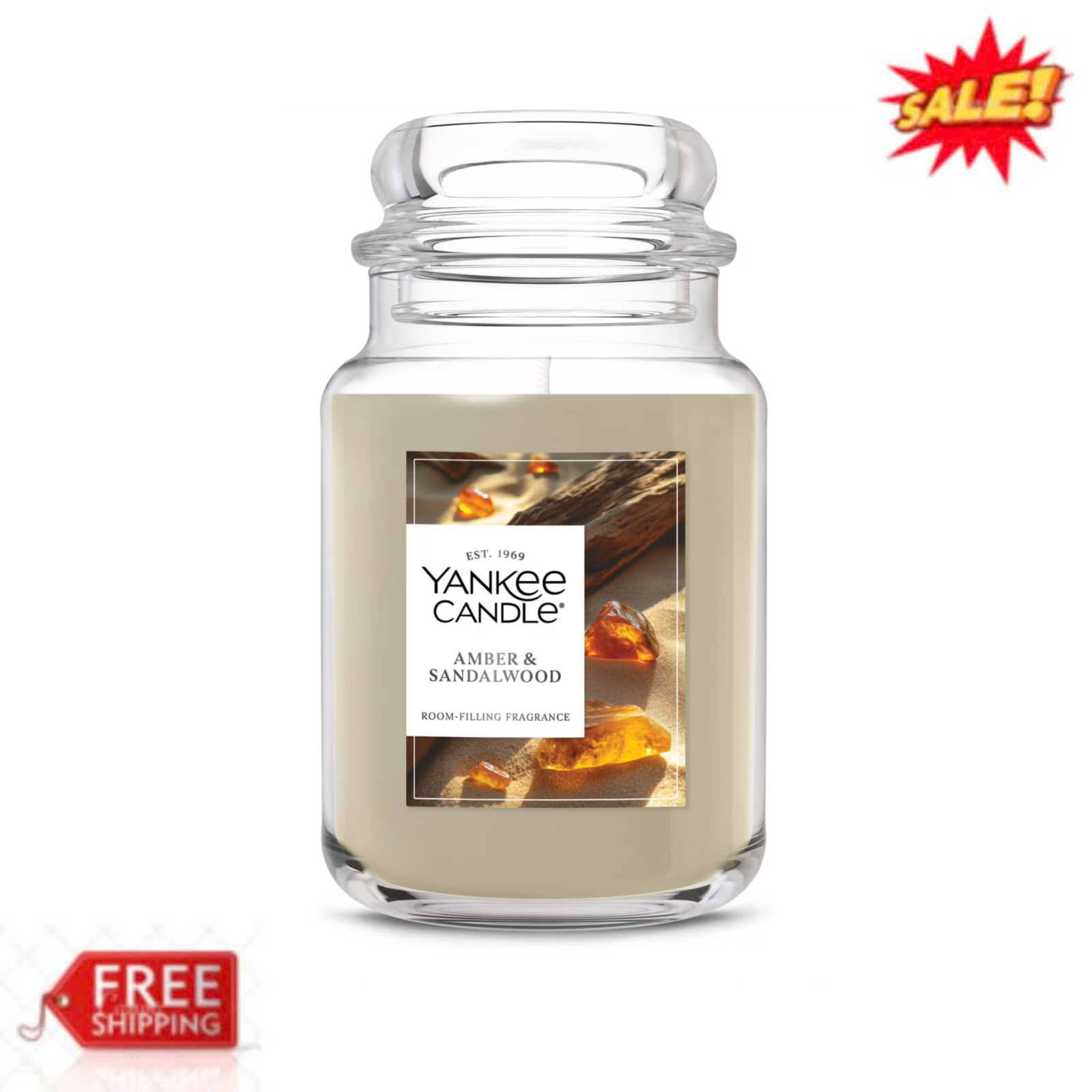 Yankee Candle Amber & Sandalwood Original Large Jar Scented Candle 22 oz New!!!