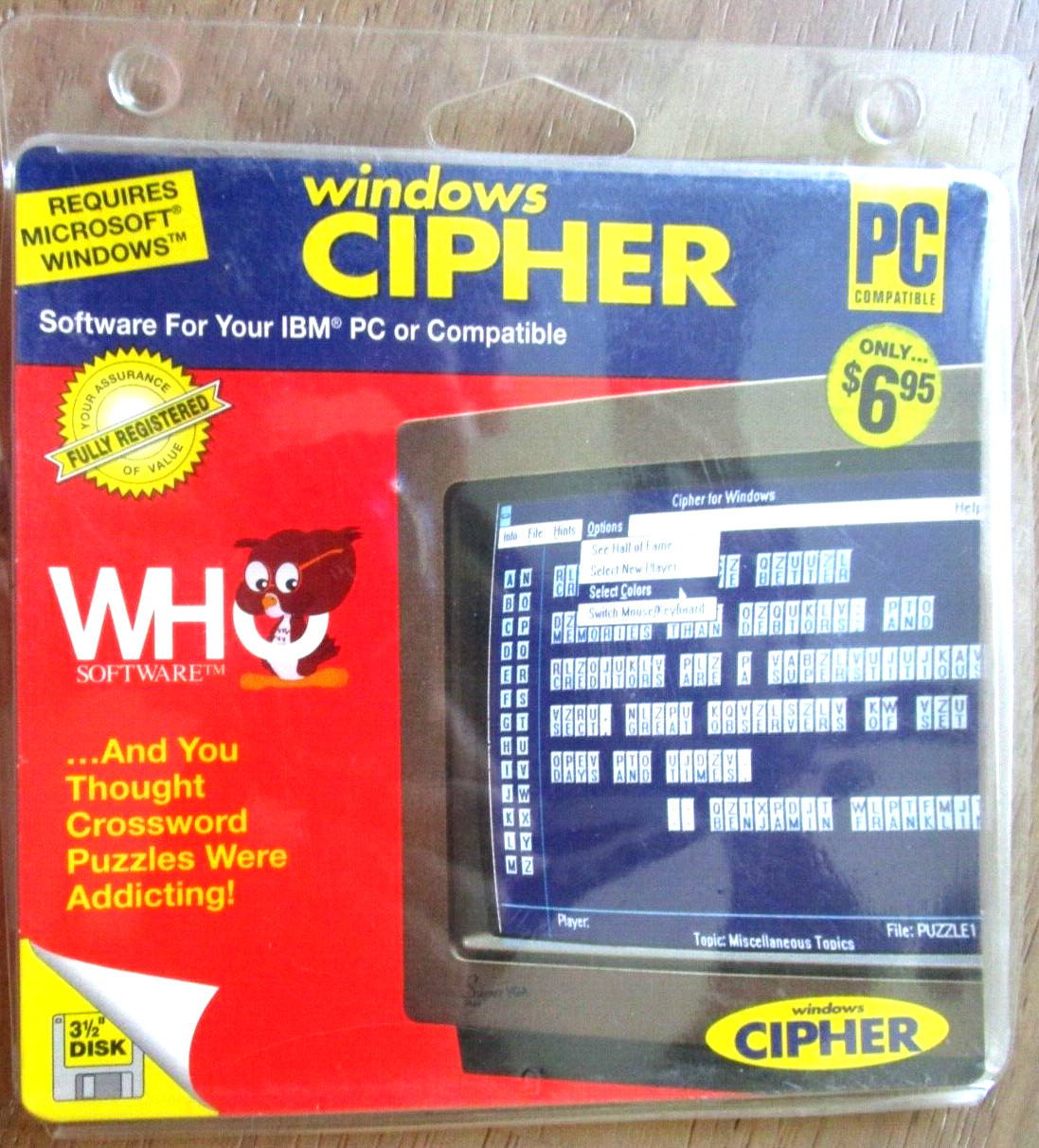 Vintage - WINDOWS CIPHER for Windows - 3 1/2" Disk - E10H-3