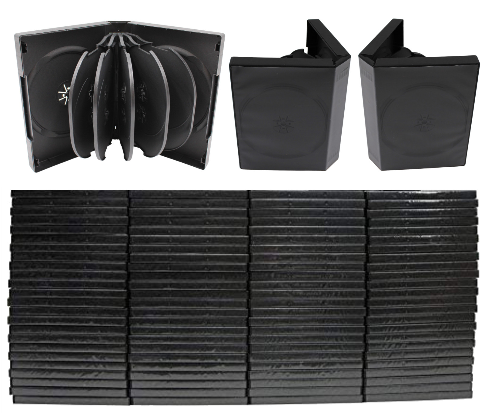 10 Pack Standard Black DVD 12 Disc 39mm Premium Replacement Cases with 5 Trays