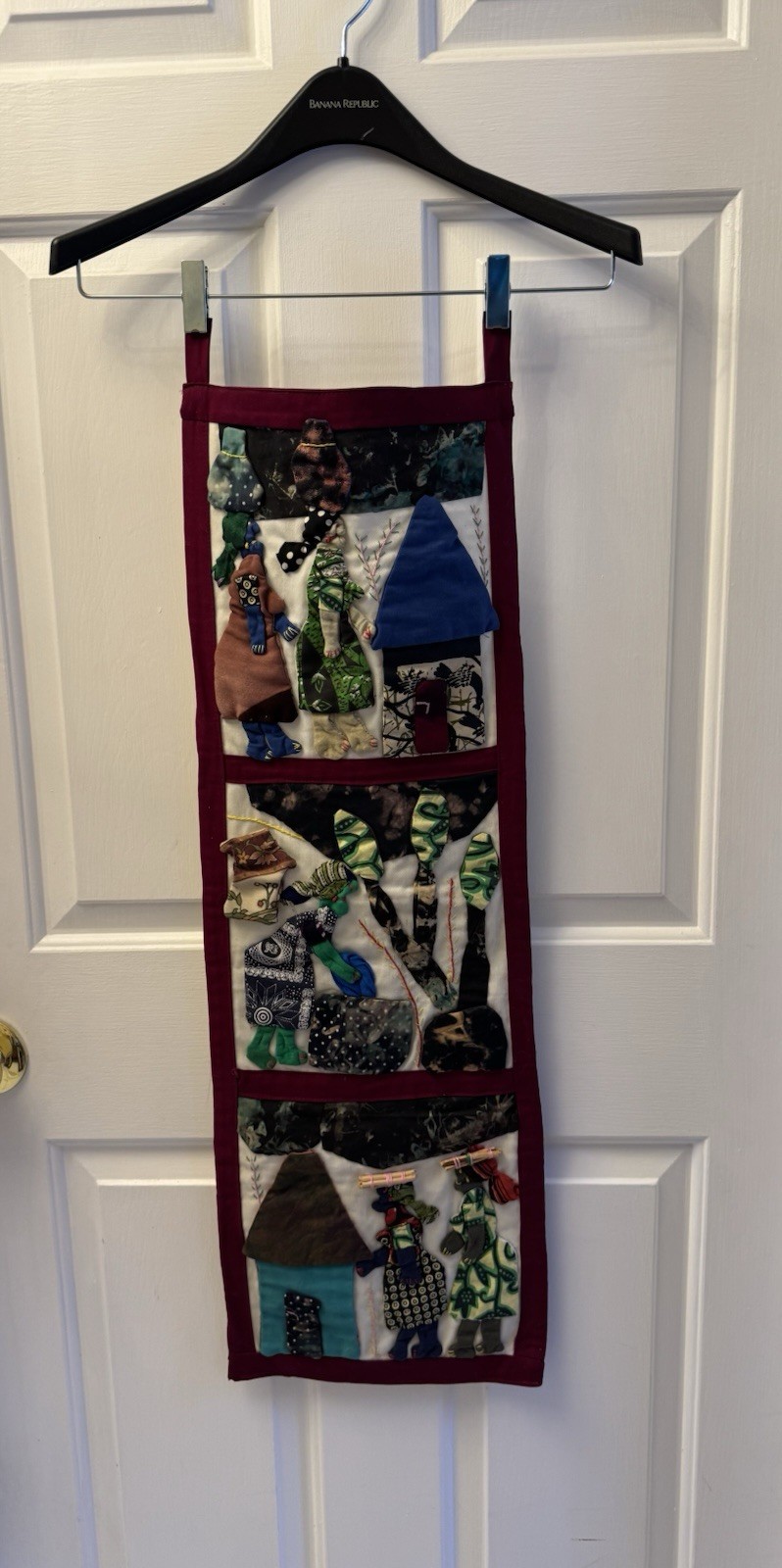 Vintage Narrative Story Quilt Folk Art Textile Wall Hanging Handmade Patchwork