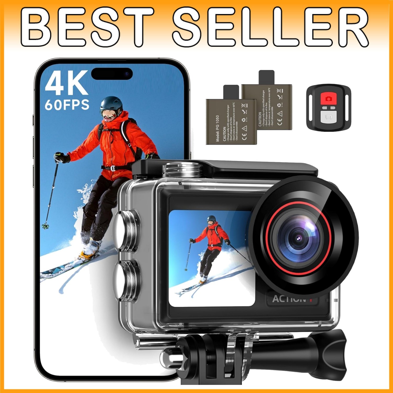 4K60FPS Action Camera with Dual Screens
