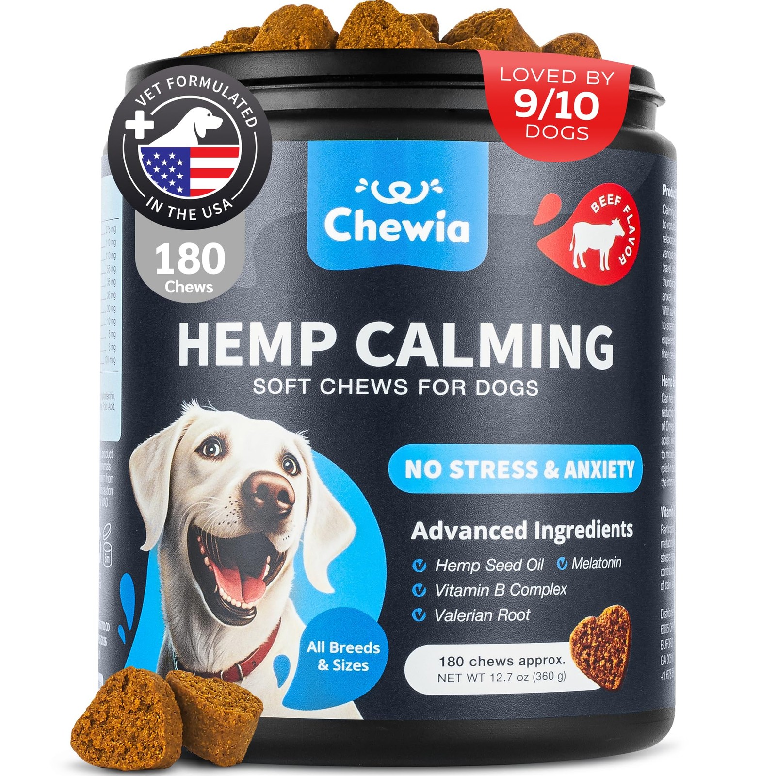 Hemp Calming Chews for Dogs  Dog Calming Treats  Anxiety Relief for Dogs with...