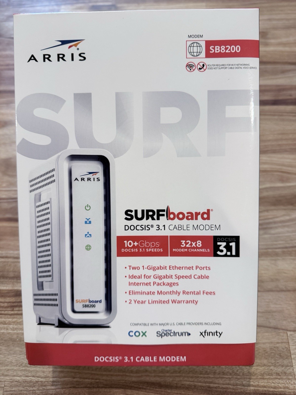 ARRIS SB8200 DOCSIS 3.1 White Gigabit Cable Modem for High-Speed Internet
