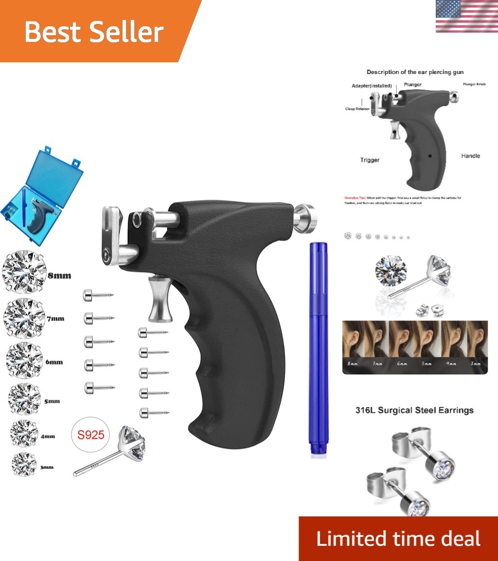 Reusable Ear Piercing Gun Kit, Professional Body Nose Lip Piercing Kits with ...