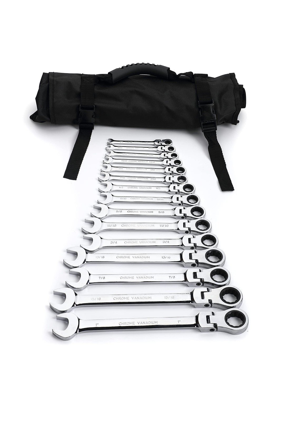 FLZOSPER 15-Piece Ratcheting Wrench Set SAE Chrome Vanadium Steel Hand Tools