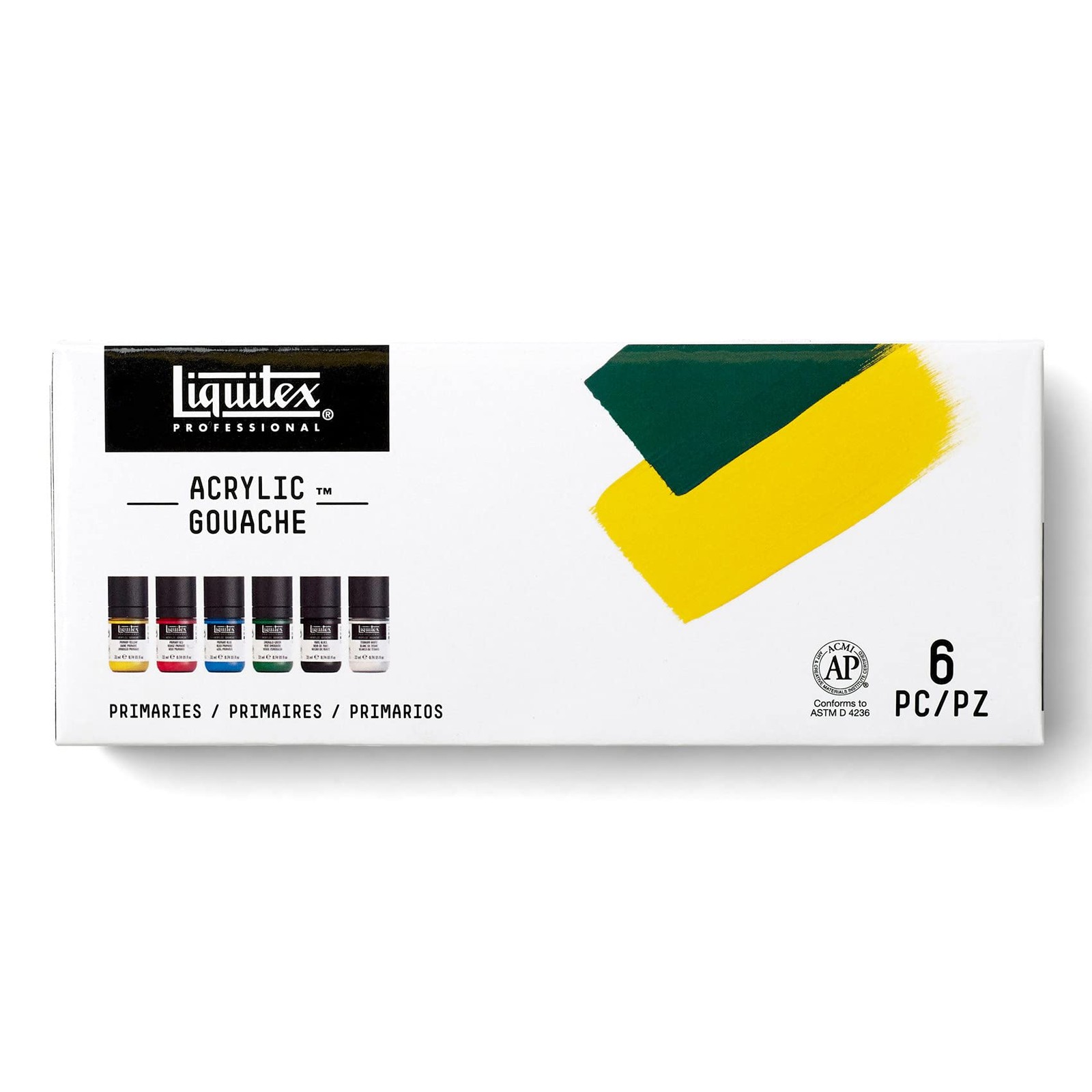 Liquitex Professional Acrylic Gouache Paint, 6 x 22ml (0.74-oz), Primaries Set