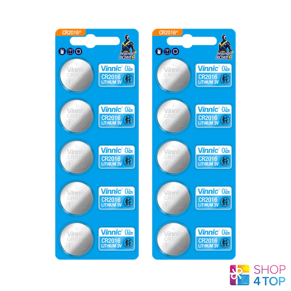 10 Vinnic Cr2016 Lithium Batteries 3V Button Cell New