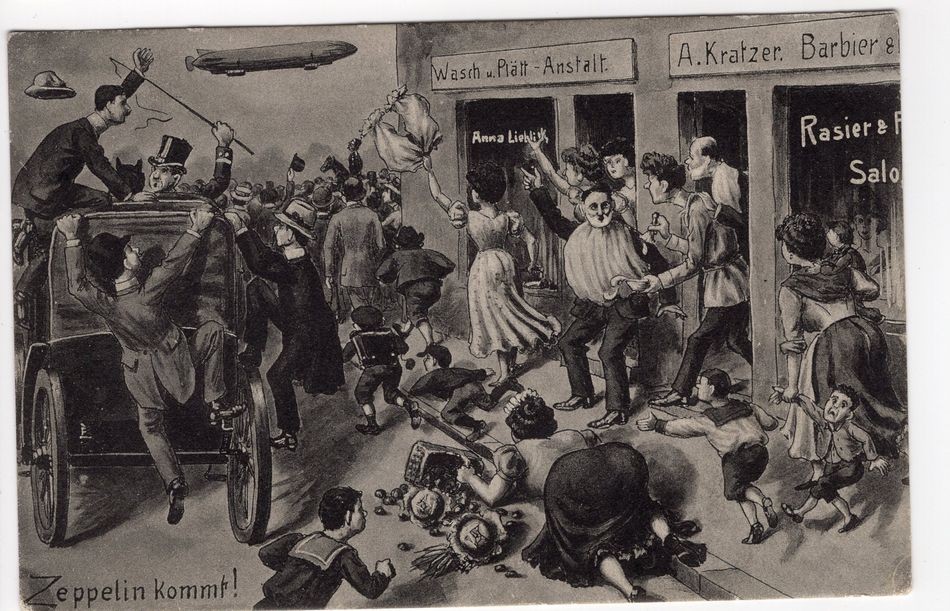 Zeppelin/Airmail Humor-Ak Der Zeppelin Kommt Used (FA0679