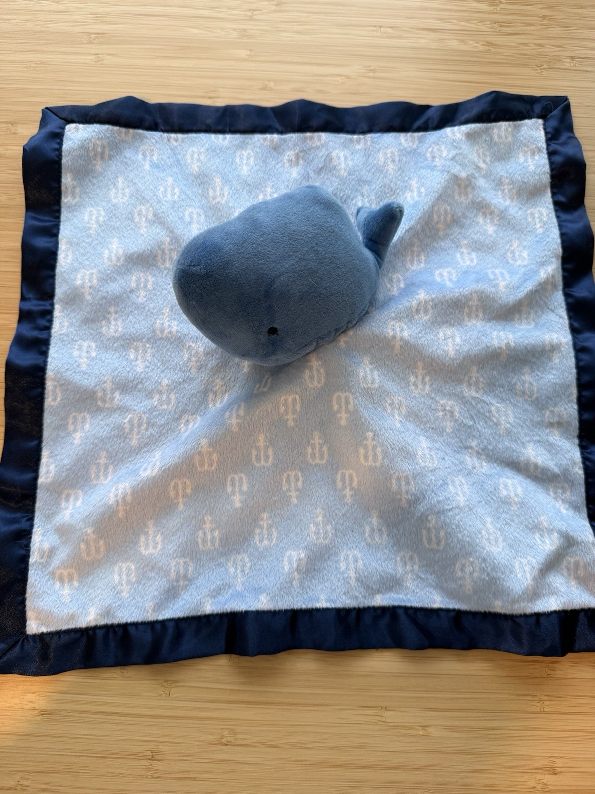 Cloud Island Whale Anchor Satin Security Blanket Lovey Blue