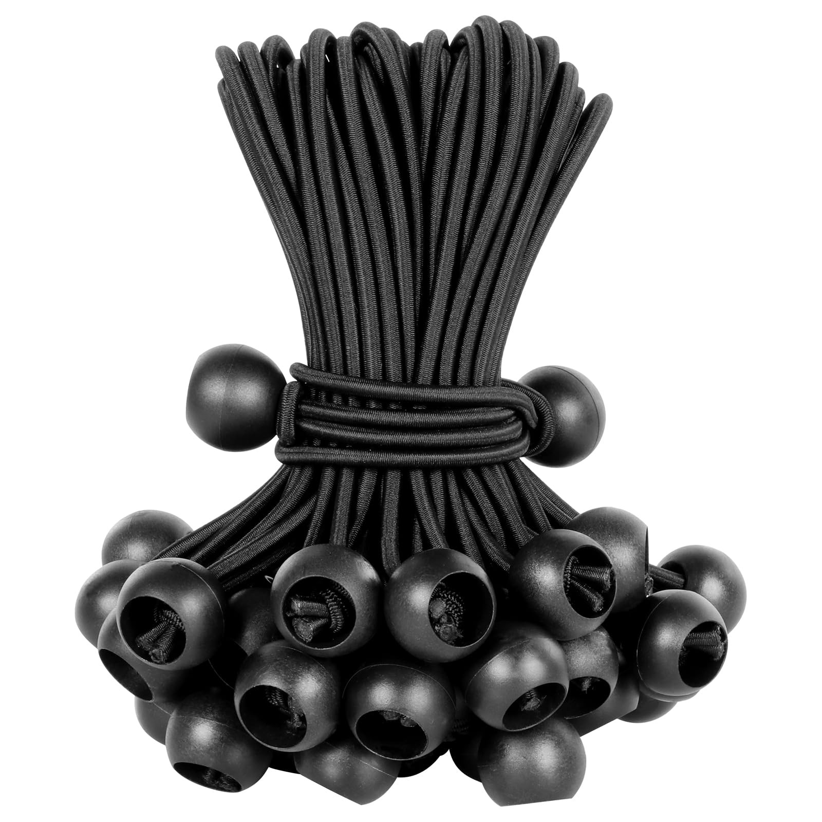 Ball Bungee Cords 6 Inch Cord with Balls, 50 PCS Heavy 6 Inch, Black 