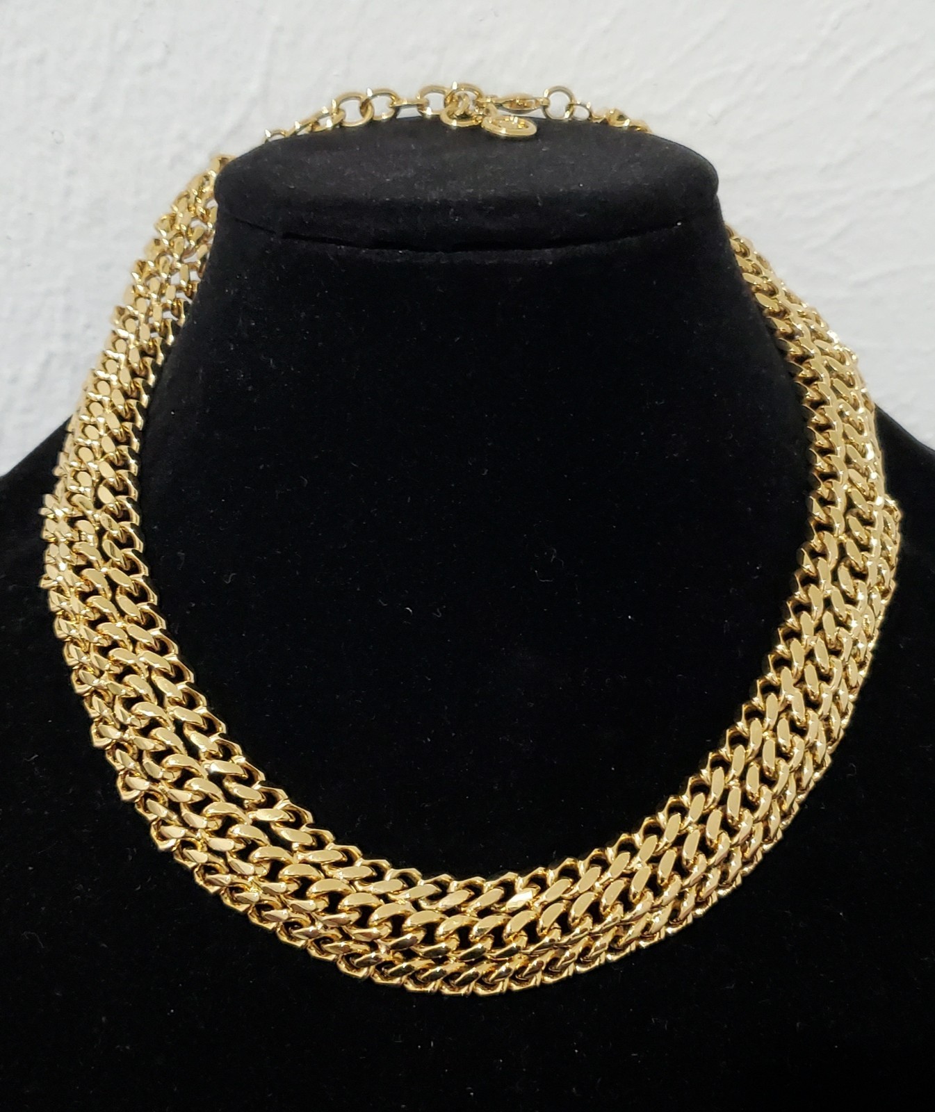 Givenchy Triple Row Heavy Curb Link Chain Vintage Necklace
