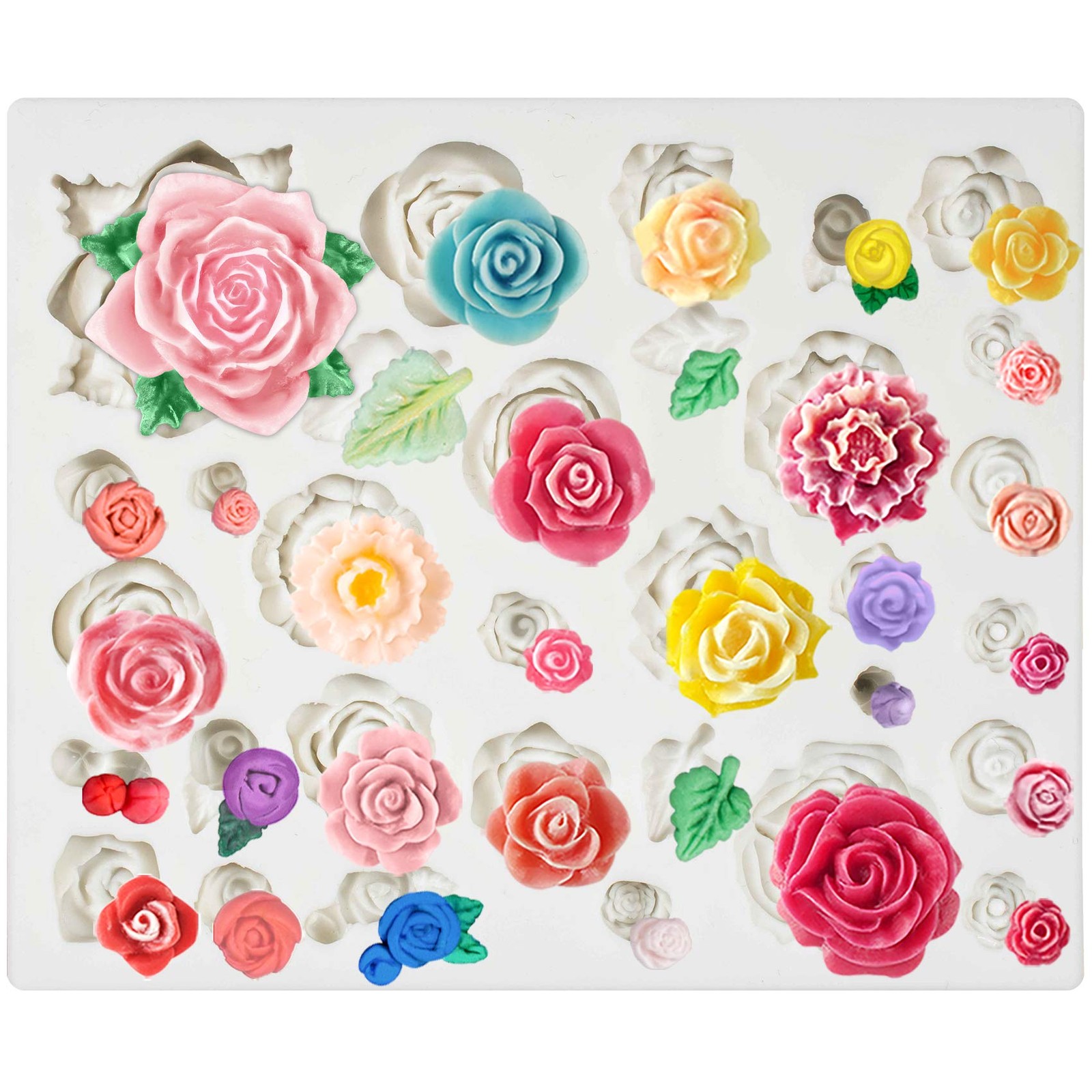 Funshowcase 32 Cavity Roses Flower Fondant Candy Rose 32-cavity #3827 
