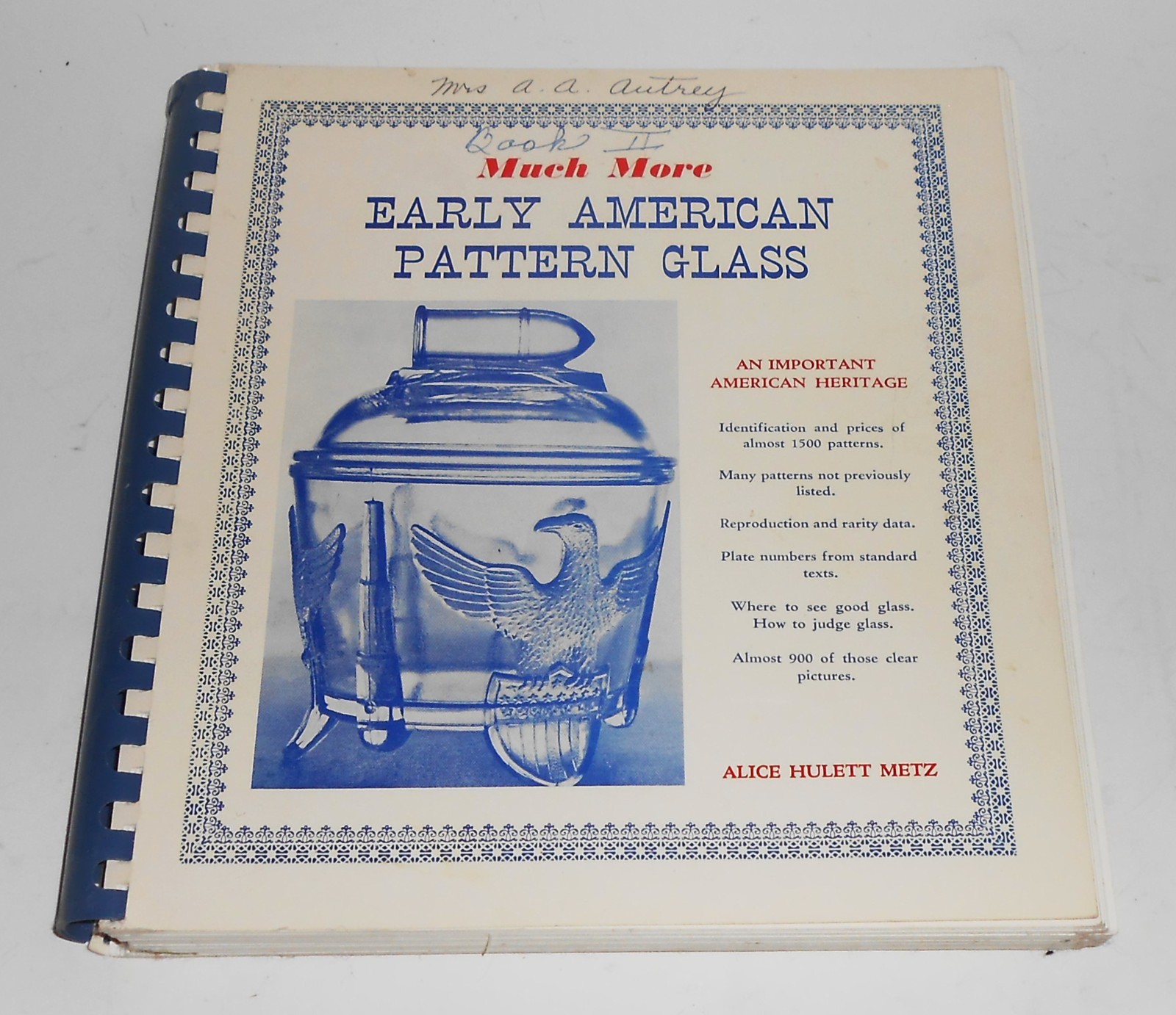 Early American Pattern Glass Identification Book II w/ Values 1969
