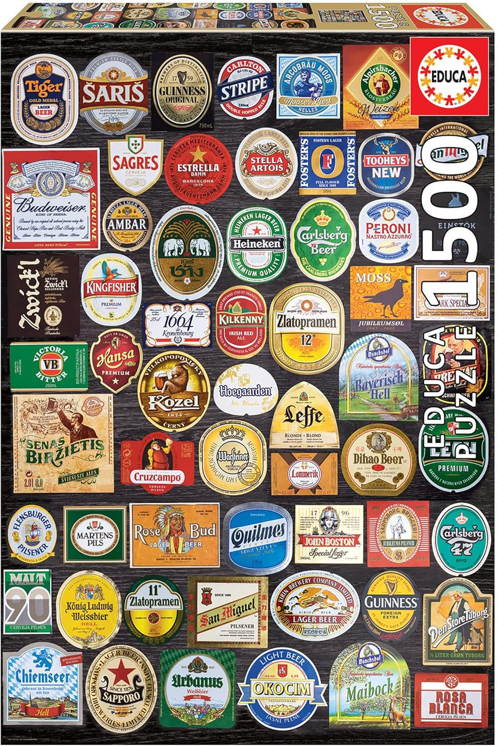 18463 Puzzles 1,500 Pieces, Beer Labels, No Colour