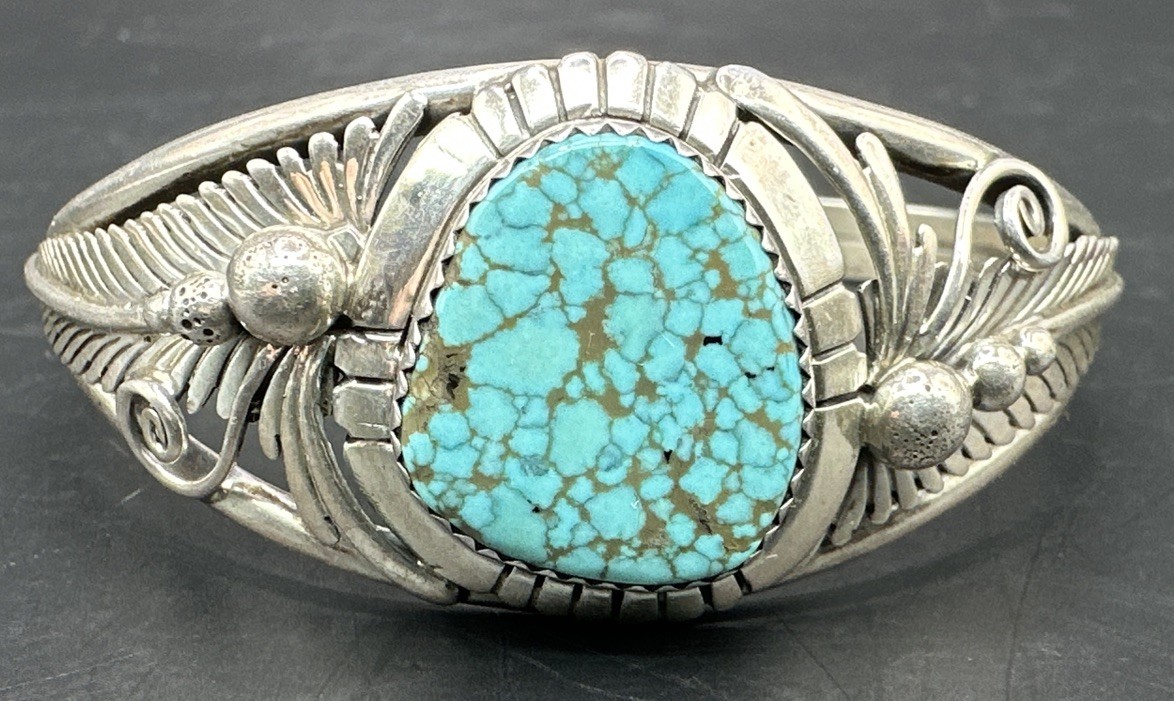 David K Lister Sterling Silver Cuff Turquoise Native American Bracelet Navajo