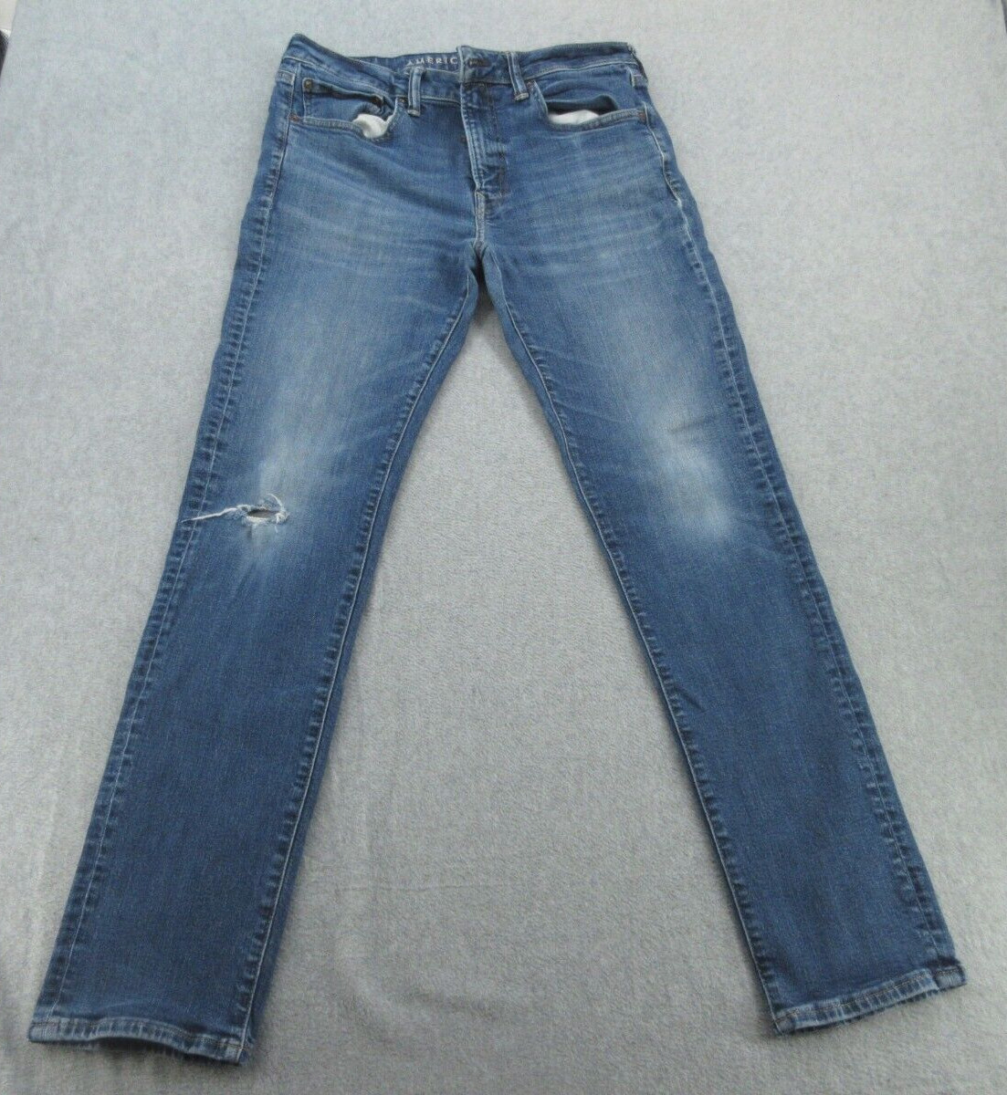 American Eagle Jeans Mens 34x34 Blue Slim Straight Stretch Denim (FITS 33x32)