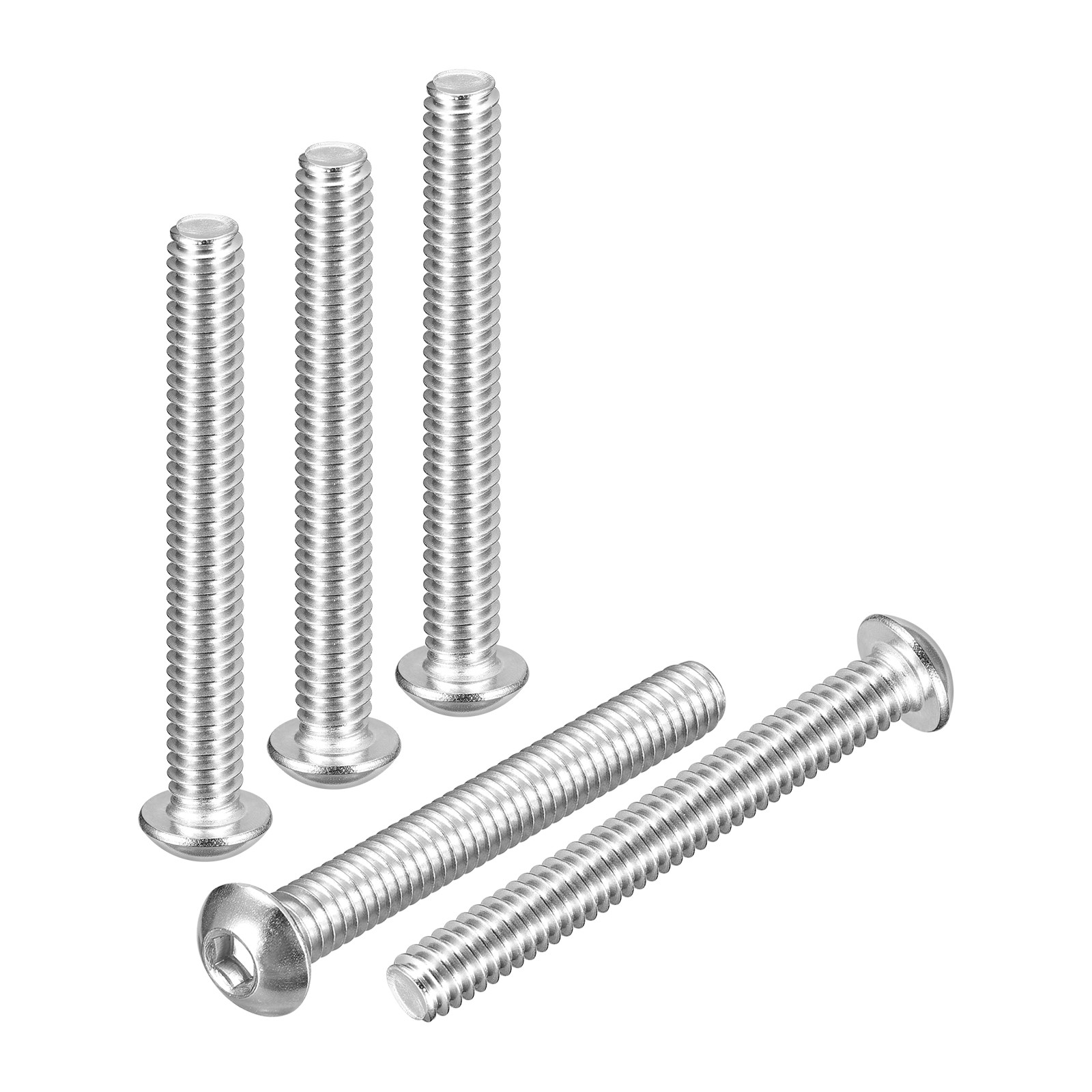 1/4"-20x2" Button Head Socket Cap Screws 30Pack 304 Stainless Steel Silver