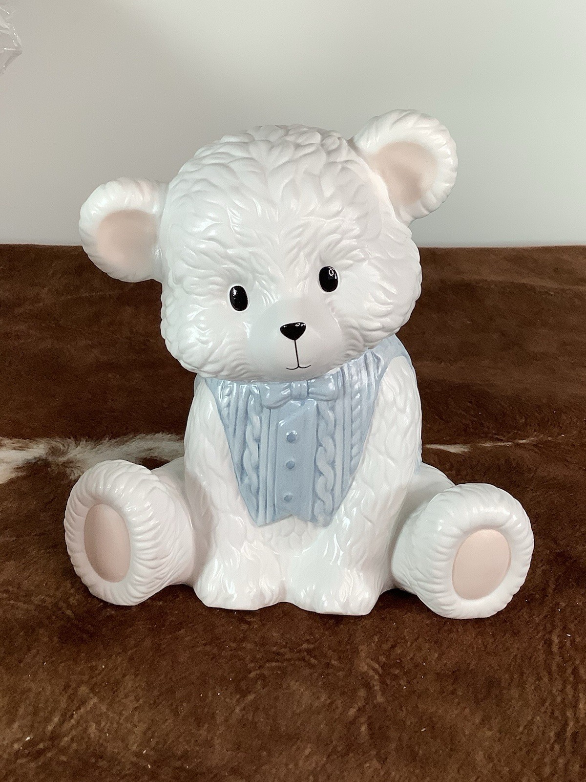 Lenox Baby Bear Boy Bank Blue Sweater 6.5” Ceramic Coin Bank NIB RARE RETIRED