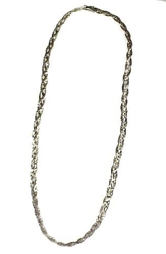 Braided Silver Chain Necklace 30 inch X 3/8 inch 3 2.5mm Strands Vintage Jewelry
