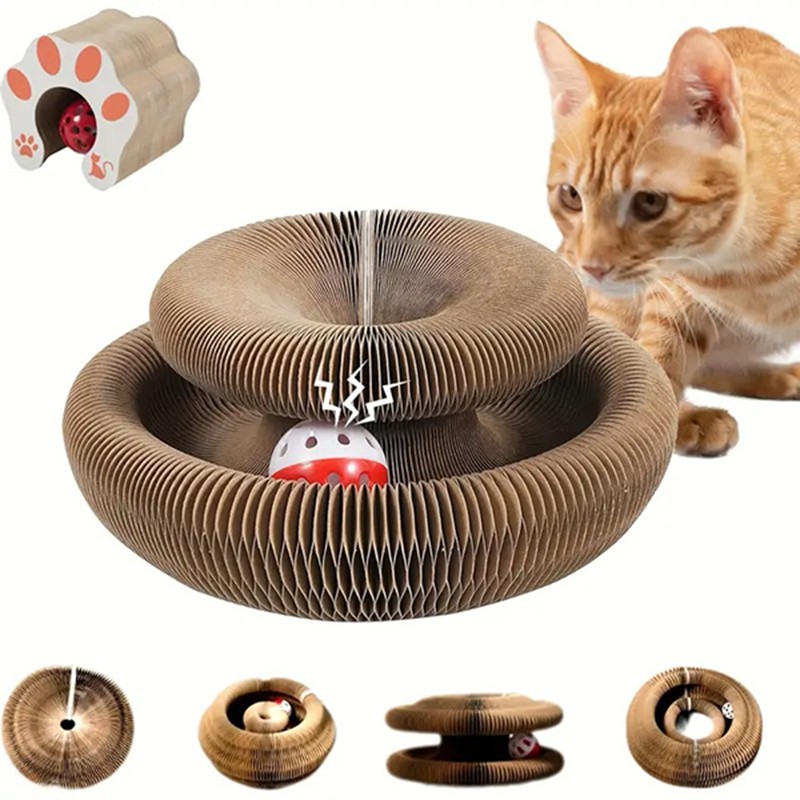 Cat Toy ,Compact Cats Accordion Toy Interactive Cardboard Cat Scratcher Pad Toys