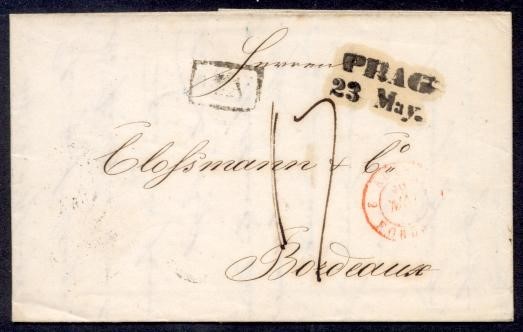 AUSTRIA PRAG/23 MAY 1848 HAND STAMP TO FRANCE