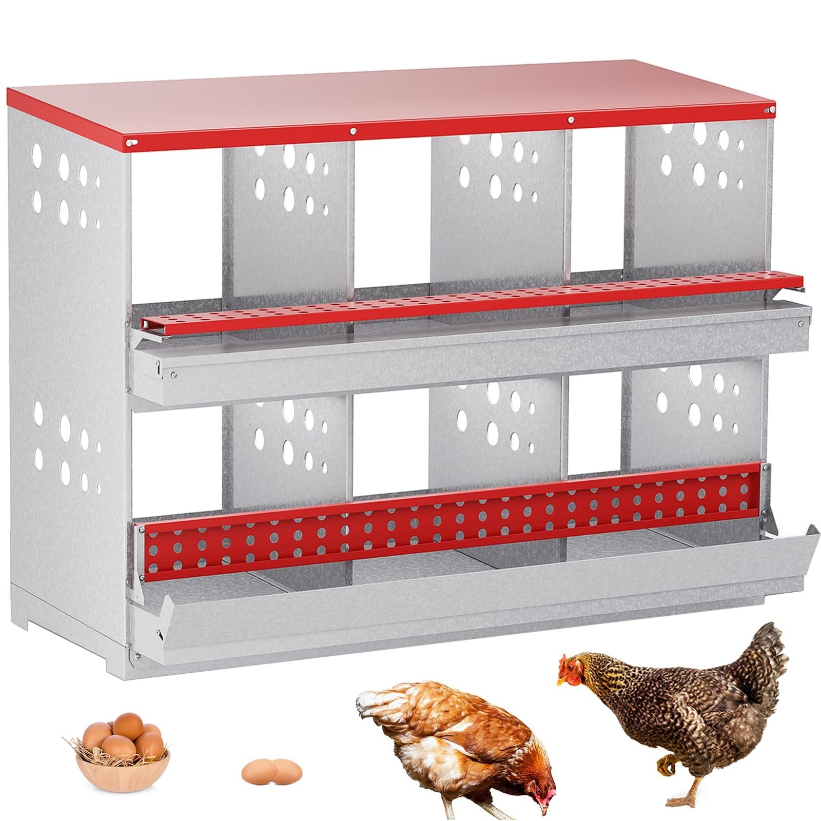 Chicken Nesting Boxes, 6 Hole Nesting Box for Chickens with Easy Egg Collecti...