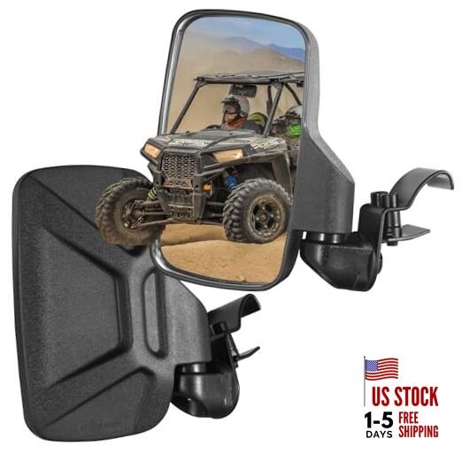 Ranger Side Mirrors,Fit Roll Cage Clamp,Black, Heavy-Duty Mounting Brackets, 