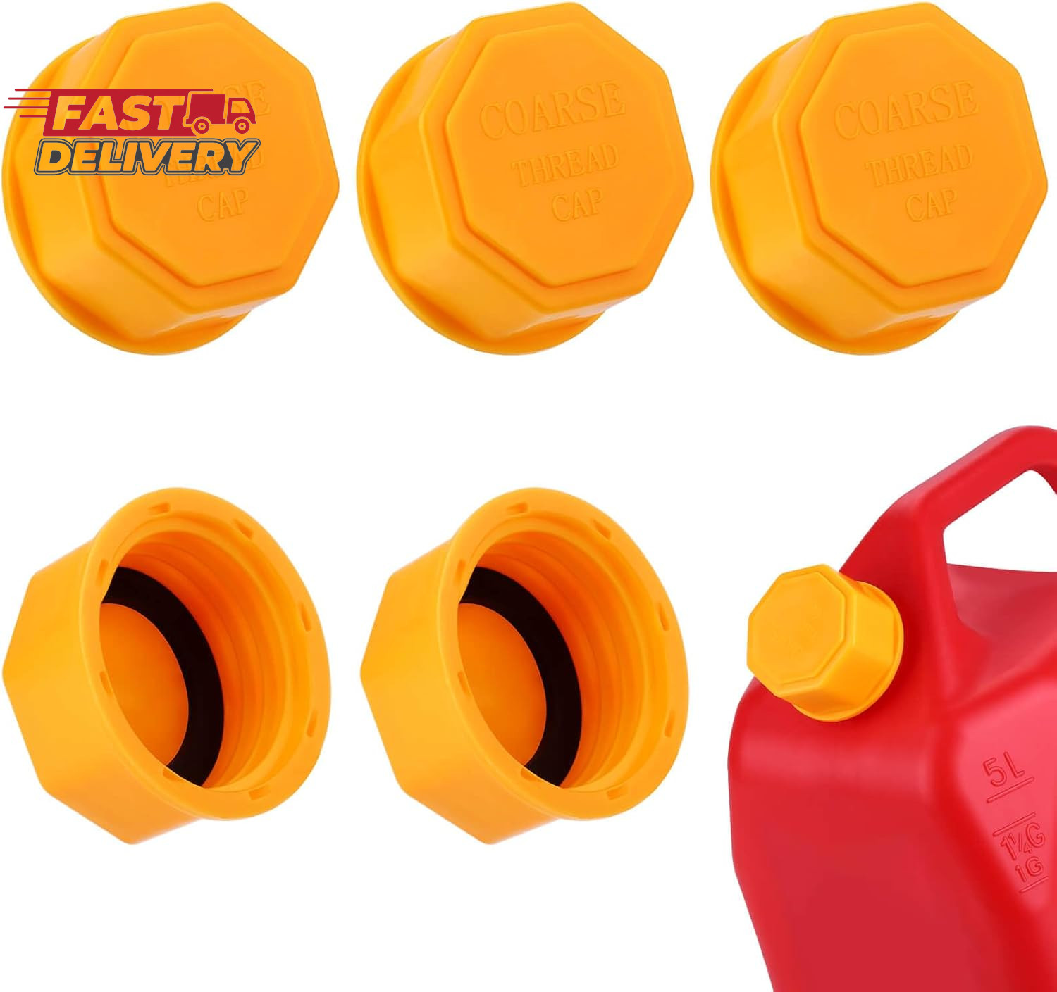 6PCS Gas Can Caps, 5 Gallon Gas Can Cap Replacement, Universal Coarse Thread Gas