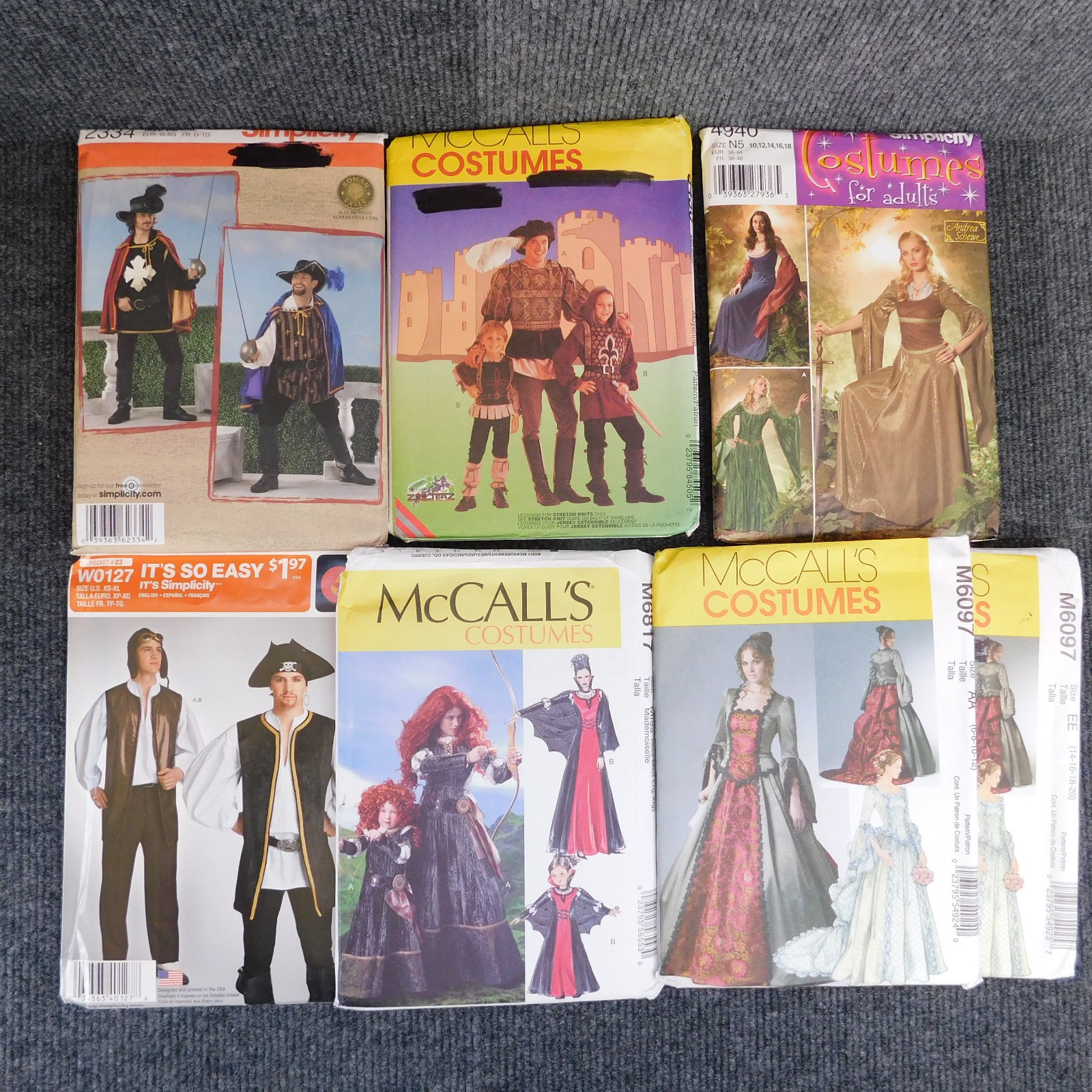 Costume Patterns Men Women Medievel Swashbuckler Dresses Ren Faire Halloween