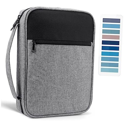 Bible Cover, Carrying Bible Case Book Cover Church Bag with Handle Large Gray