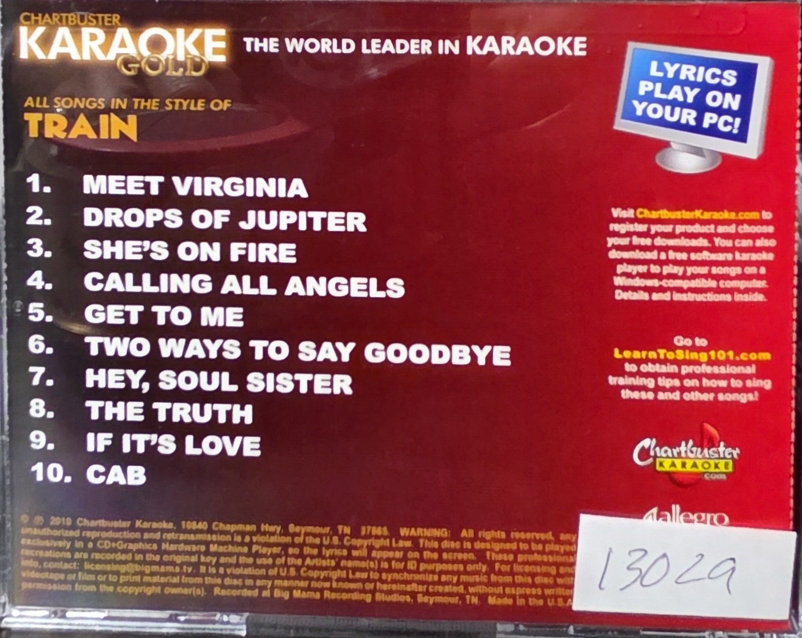 13029 TRAIN    CHARTBUSTER CDGS LOT  LONG DRIVE