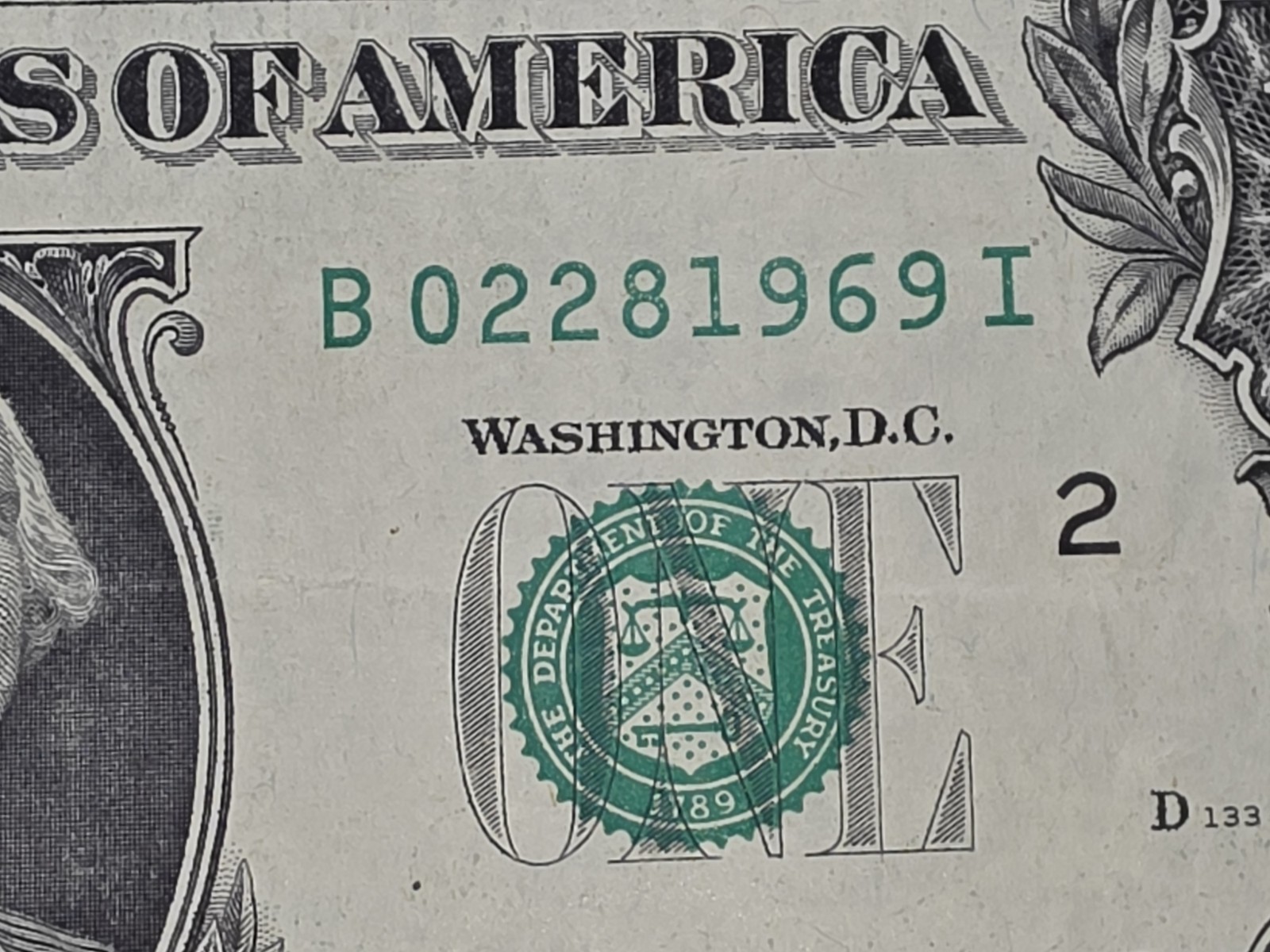 Feb 28th 1969 Birthday/Anniversary note Fancy Serial Number $1 bill B02281869I