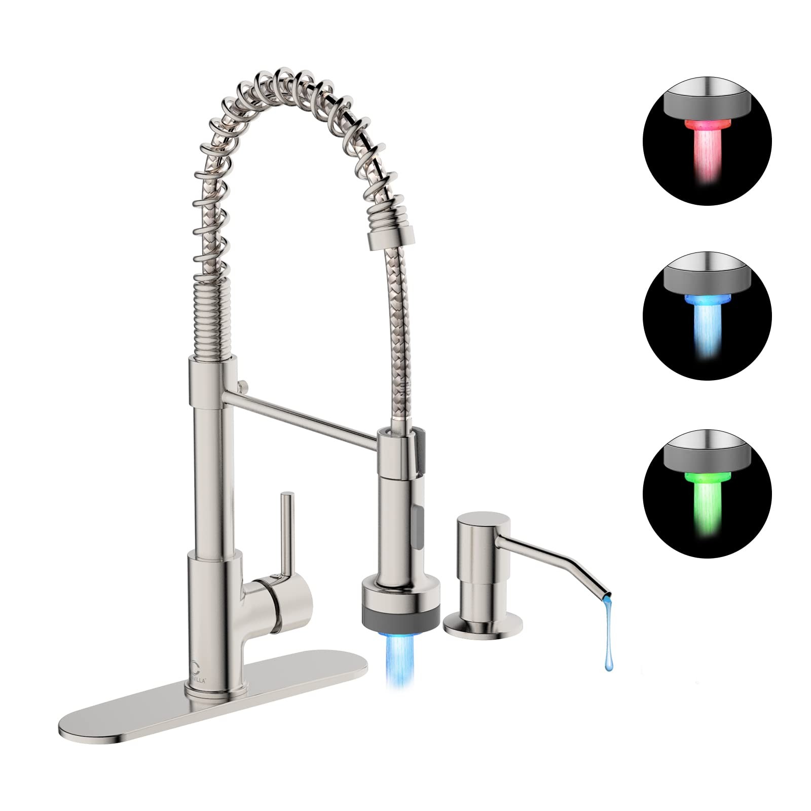 Kitchen Faucet with Light,Kitchen Faucet with Soap Dispenser,Faucet for Campe...