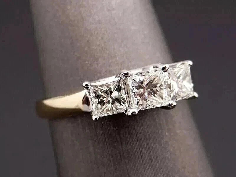 2Ct Lab Created Diamond Princess Cut Engagement Wedding Ring 14K Two-Tone Plated