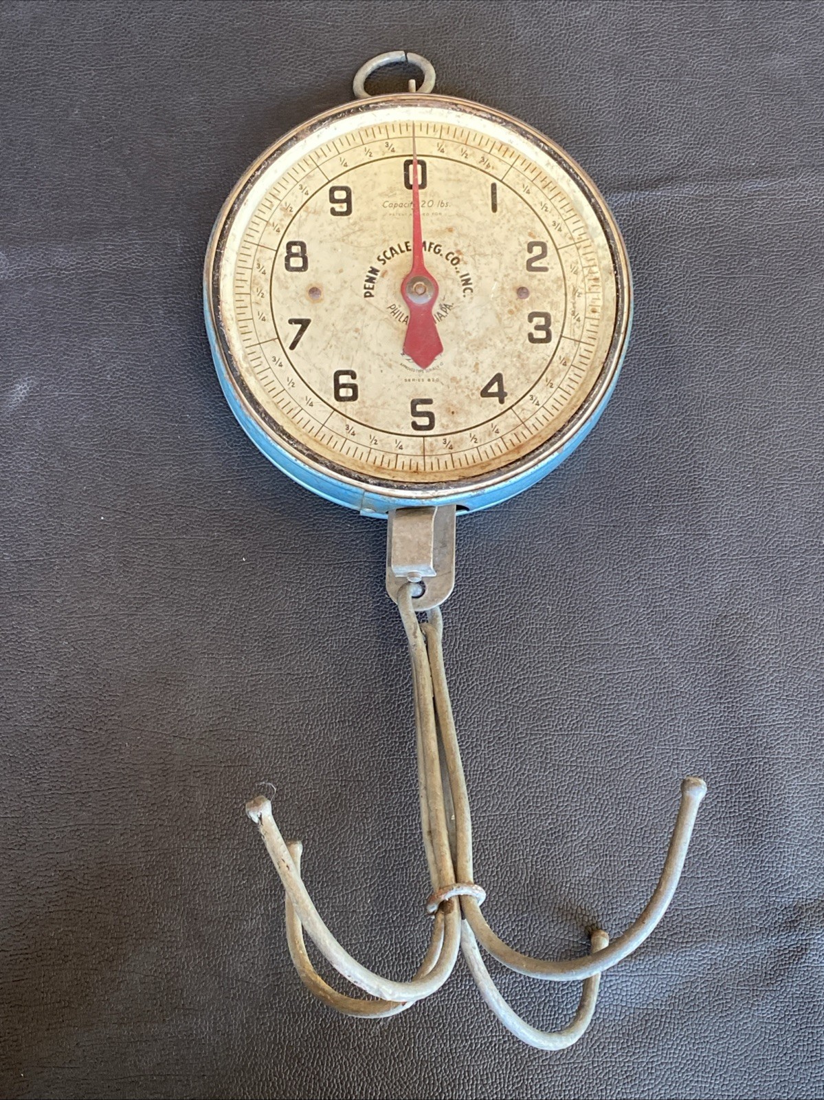 Vintage 20 Lb PENN SCALE MFG CO INC Series 820 Hanging 4 Hook Meat General Store