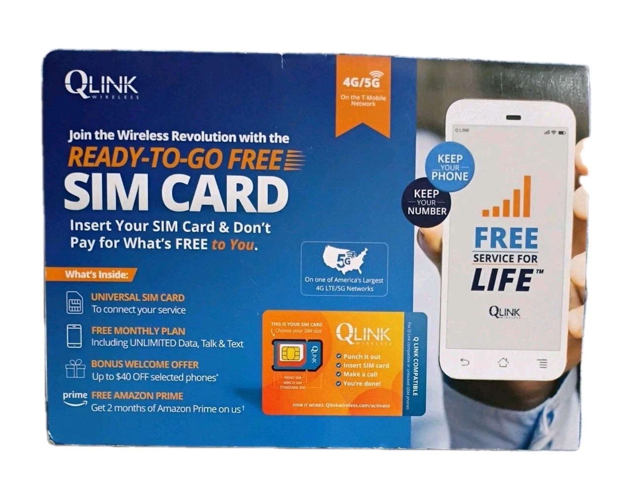 QLink Wireless Ready-To-Go-Free SIM Card - NEW