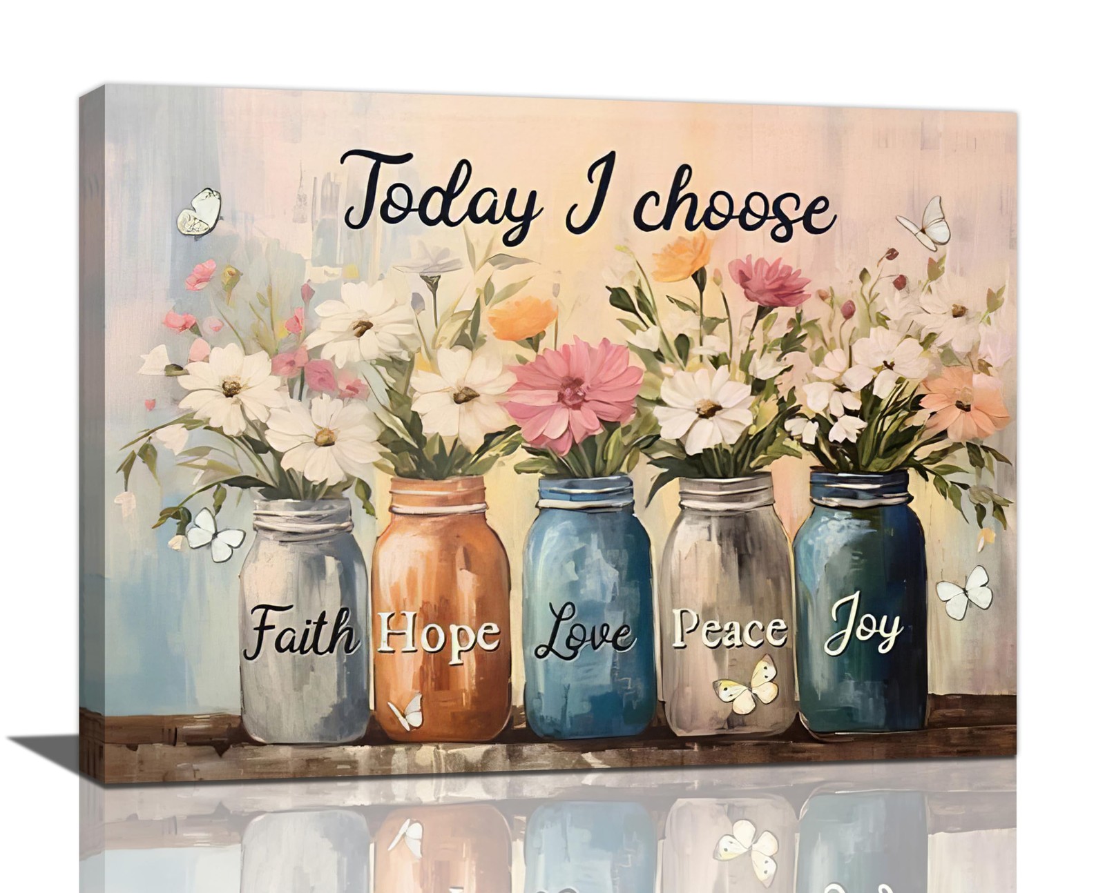 Farmhouse Flower Wall Art Rustic Flower in Vase Pictures Wall Decor Motivatio...