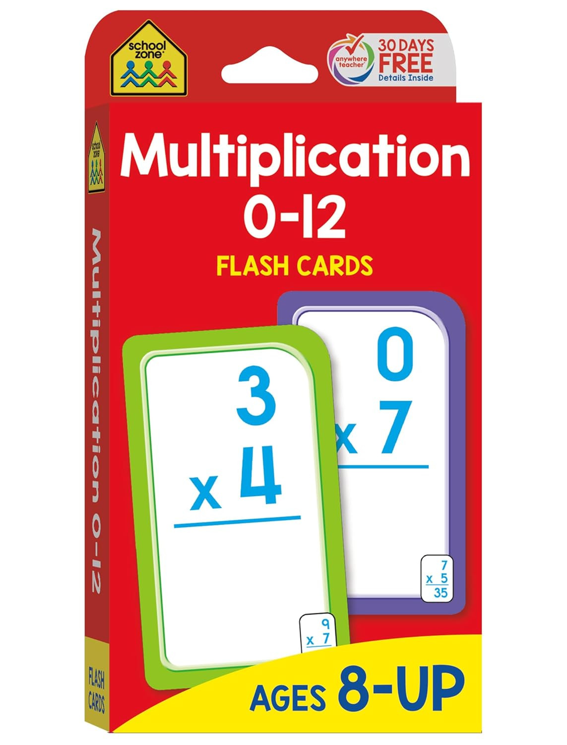 School Zone Multiplication 0-12 Flash Cards: 56 Math Cards, 3rd Grade, 4th Grade