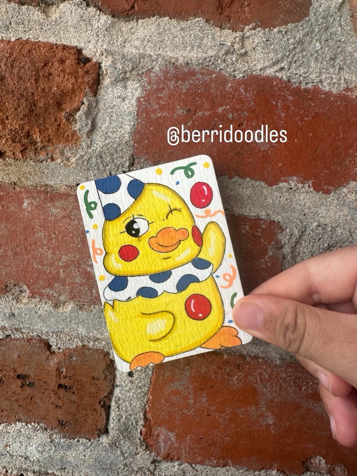 ACEO Original Clown Duck Drawing Cartoon Acrylic Marker Art by berridoodles 