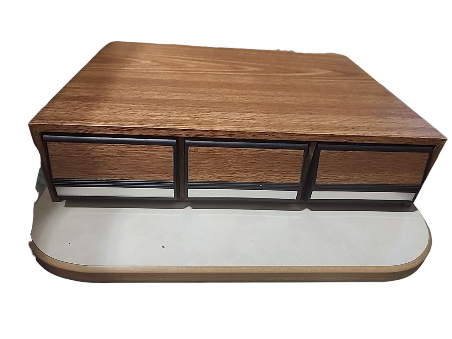 Vintage 3 Drawer 42 Audio Cassette Tape Storage Holder Case Stackable Woodgrain