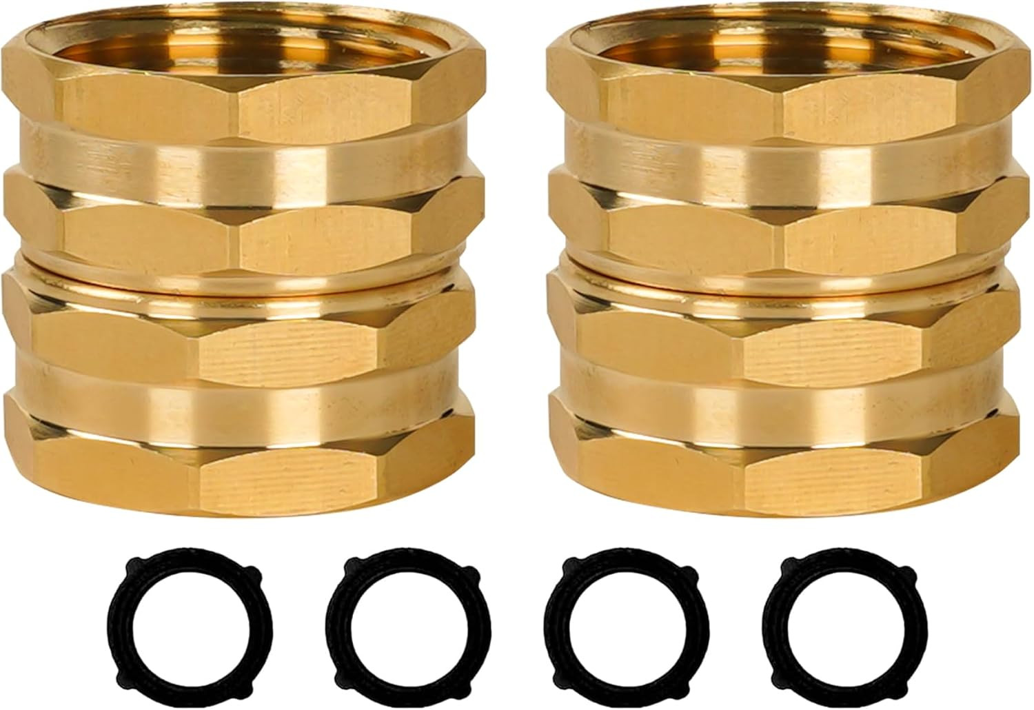 Garden Hose Adapter, 2 Pack 3/4 Inch Solid Brass Heavy Duty Hose Connector, Fema
