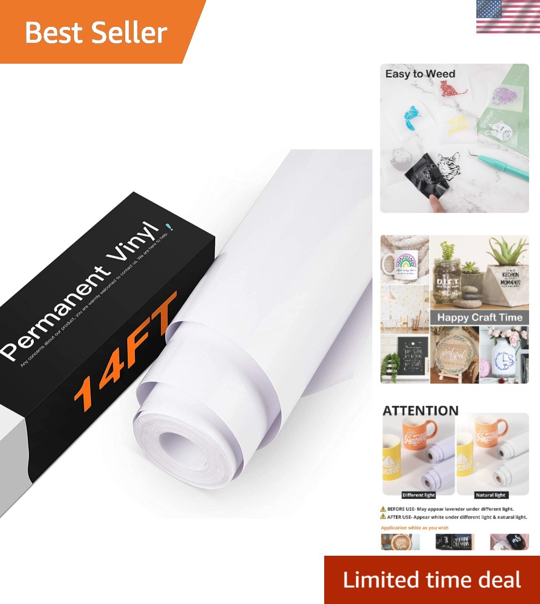 Glossy White Permanent Vinyl Roll for Indoor & Outdoor Crafting