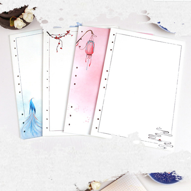 30Pcs Loose Leaf Filler Paper For 9 Holes B5 Notebook Diary School Print Vintage