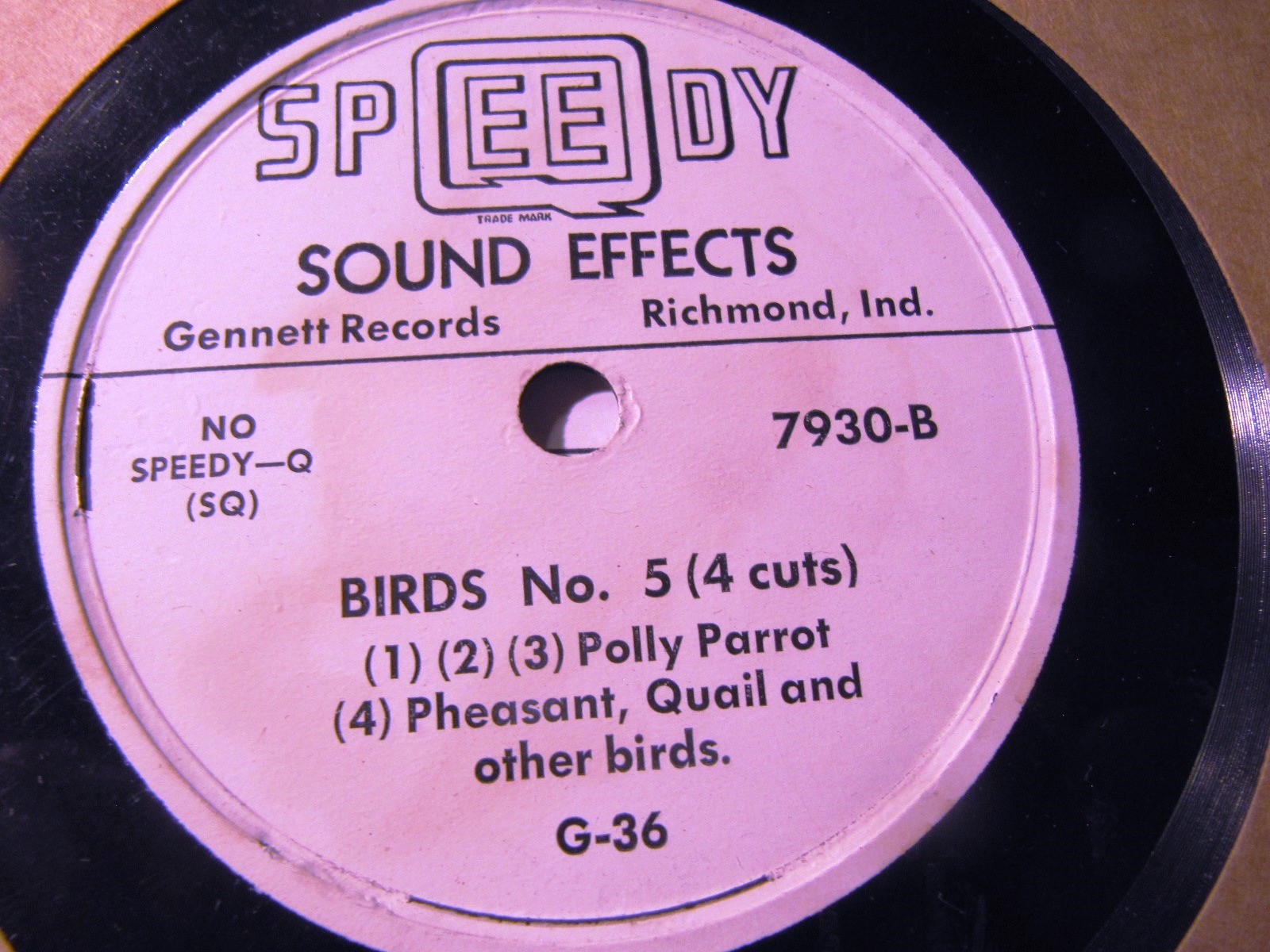 TV Radio SHOW SOUND EFFECTS Record Speedy Q BIRDS Talking Parrot Jungle 7930