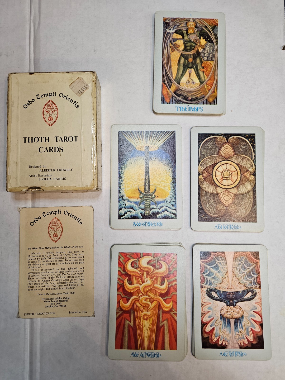 Rare 1973 Crowley Thoth Tarot Large White Box B USA Caliph Card OTO Slider LOOK!