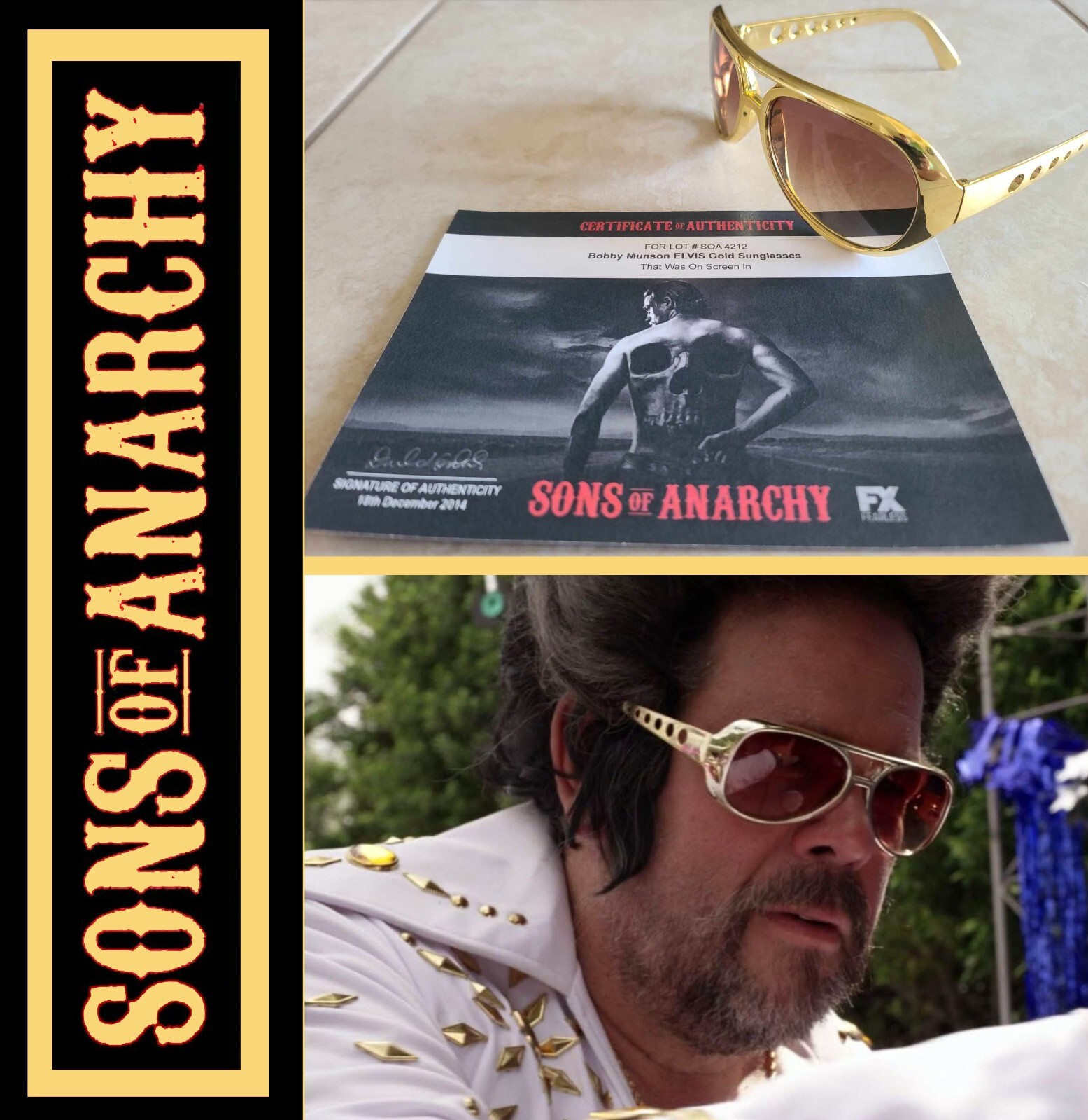 SONS OF ANARCHY: Bobby ELVIS Munson Sunglasses with Studio COA (See VIDEO)
