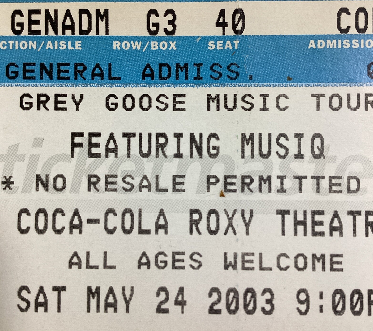 Musiq Atlanta Georgia Concert Ticket 2003 Roxy Theatre Rap Hip Hop