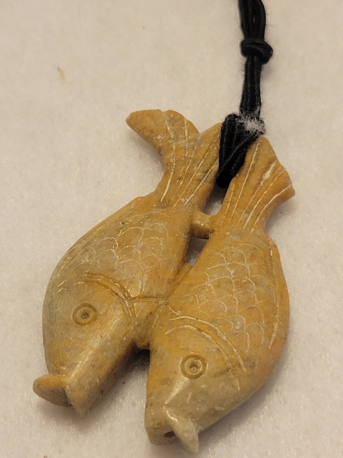 Necklace Handmade Soapstone Fish Carved Pendant Minimalist Statement Jewelry