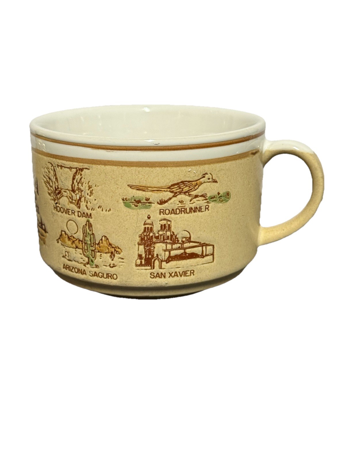 Vintage Arizona Souvenir Soup Mug Chili Bowl Roadrunner Grand Canyon